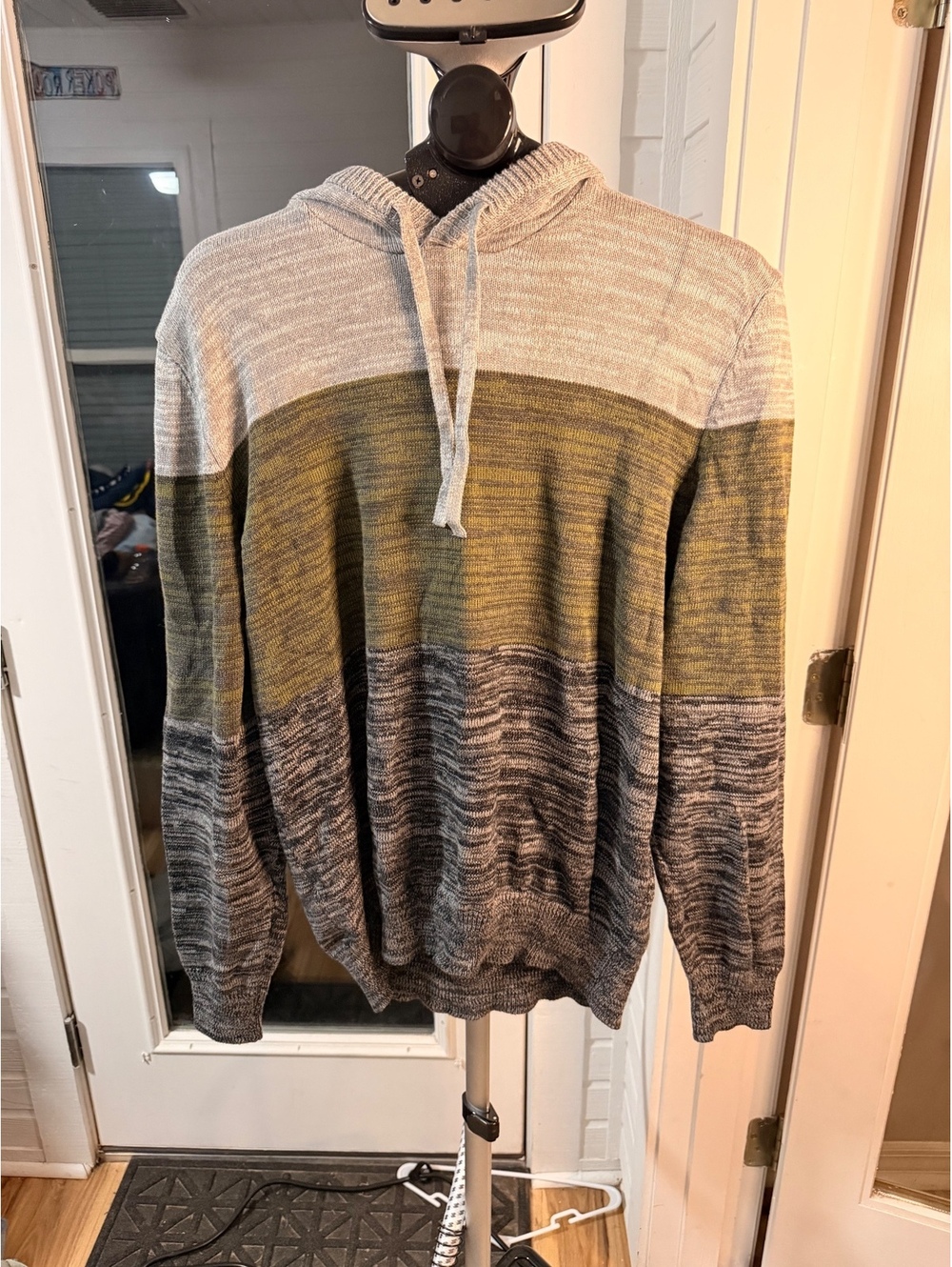Sun and Stone Striped Knit Pullover Hoodie